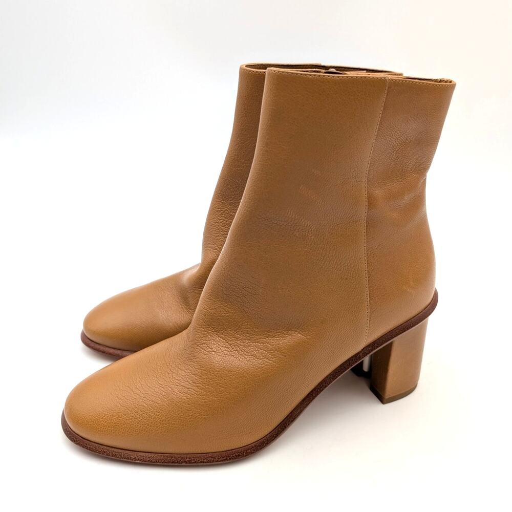 Tory Burch Brooke Stamped Ankle Boots Women's Tan Leather Size US6M EU36.5